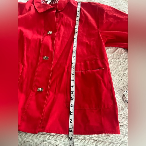 Talbots Petite Red Women's Cotton Jacket with Pinstripe Lining Women’s size L - Picture 11 of 14